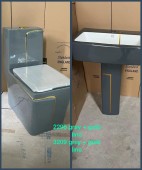 Amery Quipo Luxury Water Closet Set (Grey with Gold Strip)